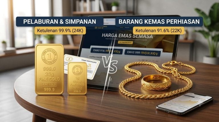Cadangan perbandingan jenis emas 999 dan barang kemas 916 di Malaysia